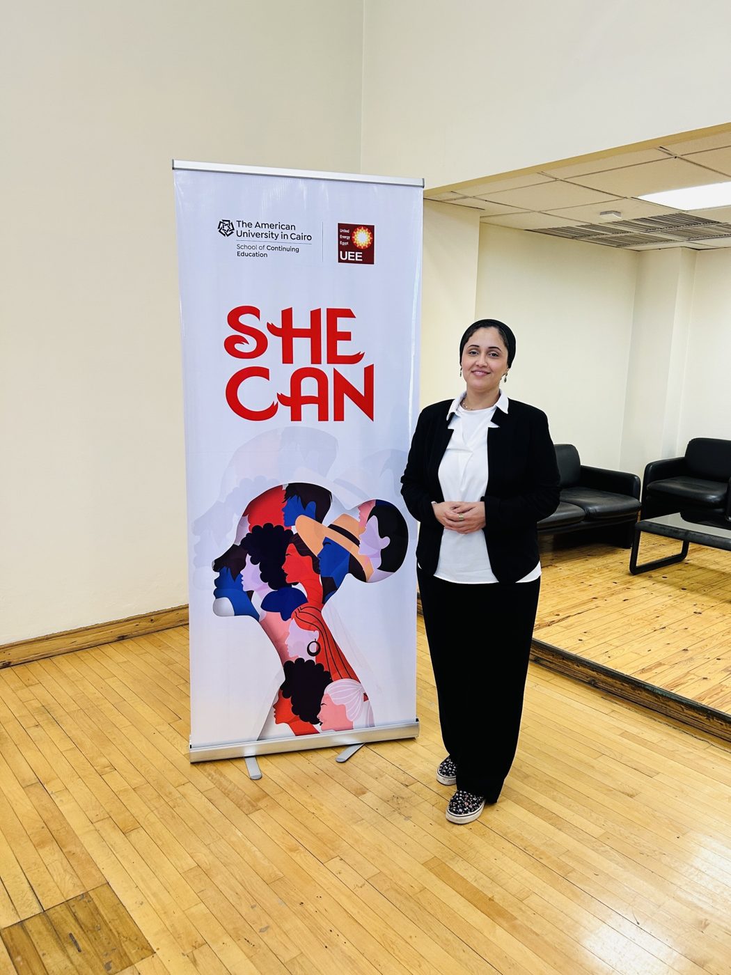 Marwa at the SHE CAN programme, The American University in Cairo
